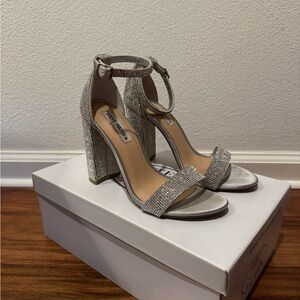 Steve Madden Glittering Silver Block Heels
